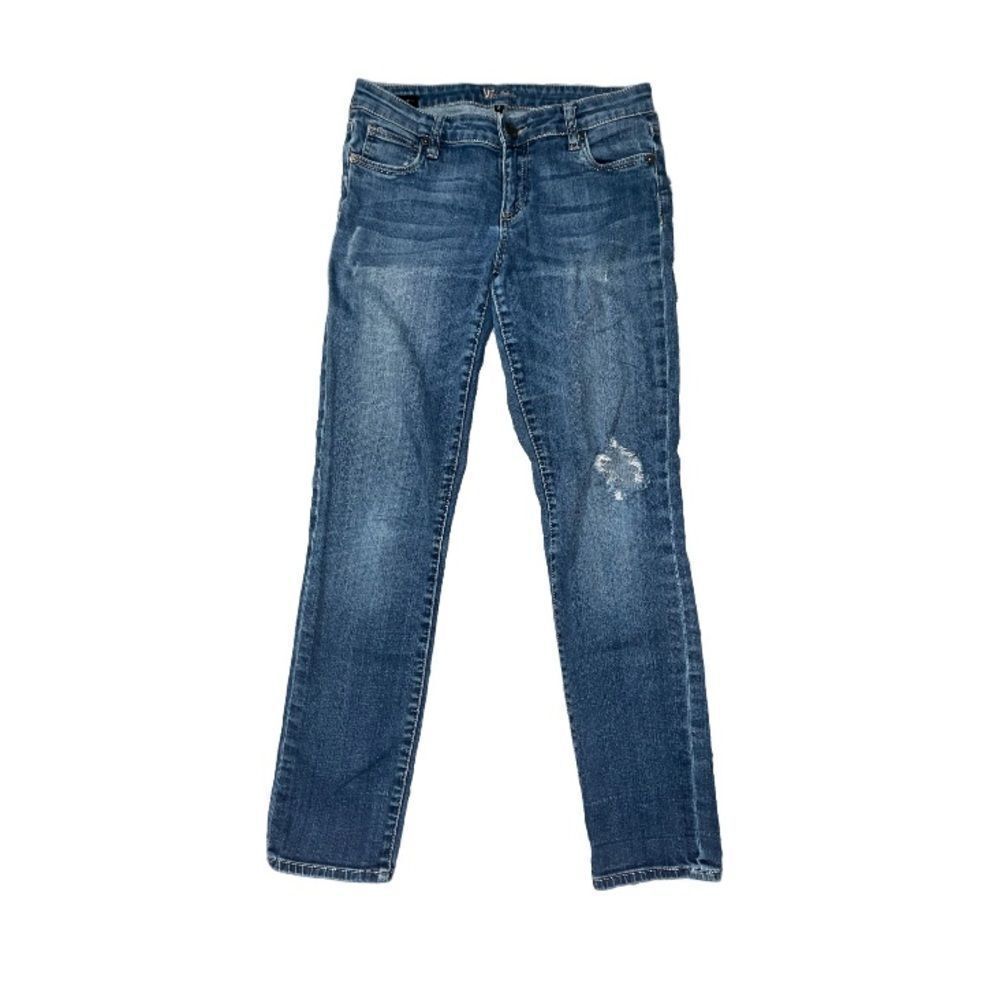 Kut from Kloth Boyfriend Denim Jeans Medium Darkwash Slightly Distressed